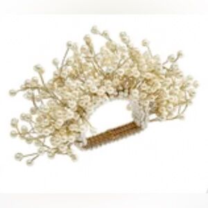 NEW KIM SEYBERT SPRAY SPRITZ PEARL GOLD NAPKIN RINGS SET OF 2 GORGEOUS